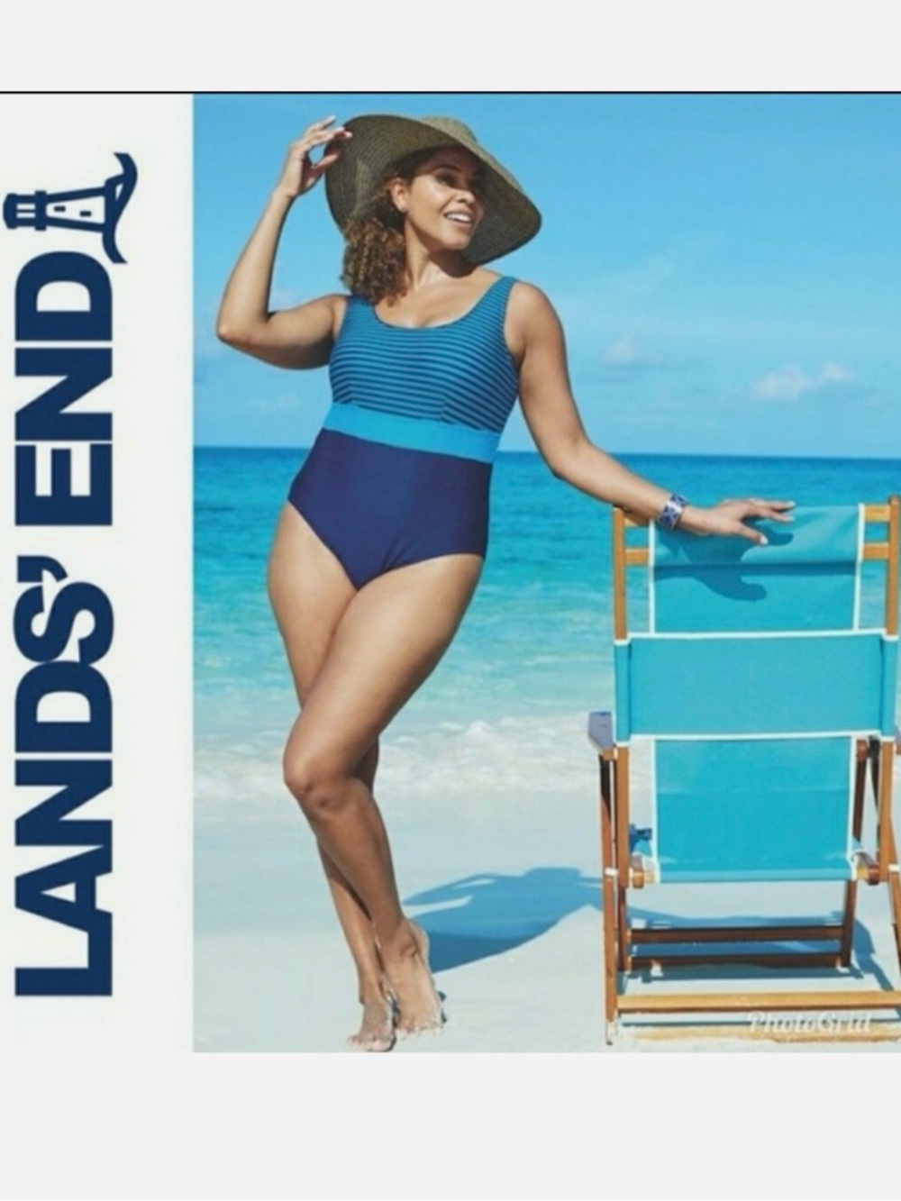 Lands’ End 2 Tone Underwire Swimsuit Women Size 14 One Piece